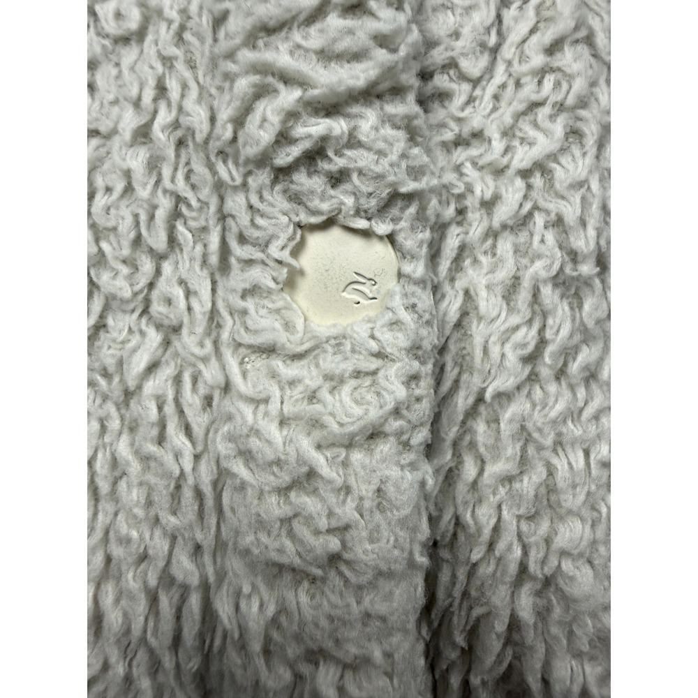 Rabbit Sherpa Fleece Shirt Jacket Cream Off White Cozy Casual Winter Women M‎ - Picture 11 of 16
